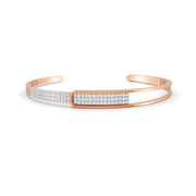 0.85 Ct Round Cut Natural Moissanite Women Cuff Bangle Bracelets 14K Gold Plated